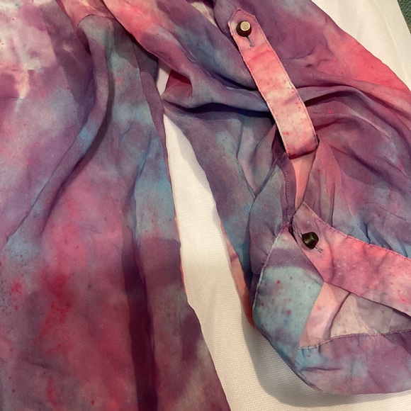 Tye dye sheer blouse L - Picture 4 of 8